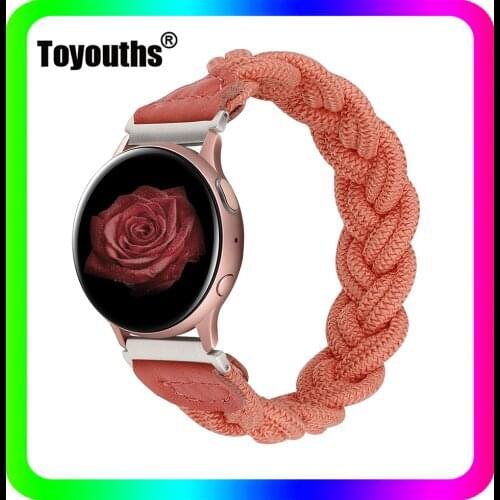 Toyouths Nylon Braided Solo Loop Watch Strap 20mm for Samsung Galaxy Watch 3 41mm Braided Elastic Band for Samsung Active 2 40mm