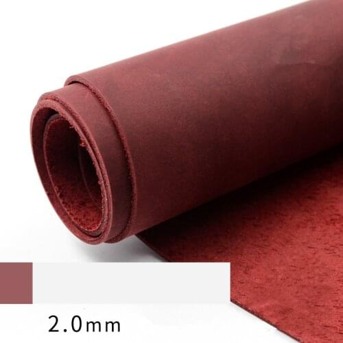 The first layer of cowhide crazy horse leather 2.0mm vegetable tanned leather oil wax leather vintage red diy