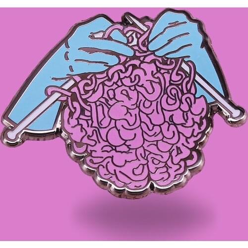 Knit Anatomical Brain Enamel Brooch Pin Backpack Hat Bag Collar Lapel Pins Badges Women Mens Fashion Jewelry Accessories