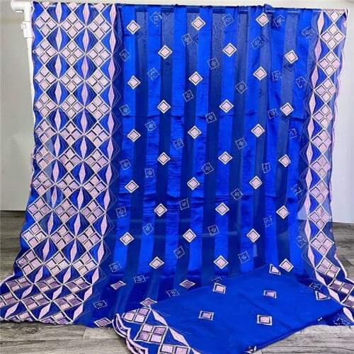 High quality silk fabric for lady dress Embroidered Satin ribbon Silk Fabric Organza For Soft Dress Sewing materials 5+2 yards