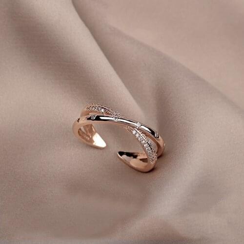 New Gothic Cross Shape Rose Gold Opening Rings For Woman 2021 New Korean Fashion Jewelry Party Girls Sexy Temperament Ring