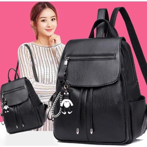Womens PU Leather Backpacks Female Shoulder Bags Sac a Dos Casual Travel Ladies Bagpack School Bags Mochilas