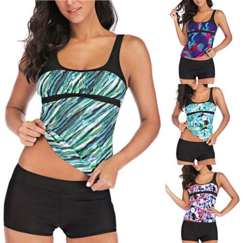 Sagace womens large size high waist conservative printing split swimsuit beach bathing hot spring swimsuit fashion temperament