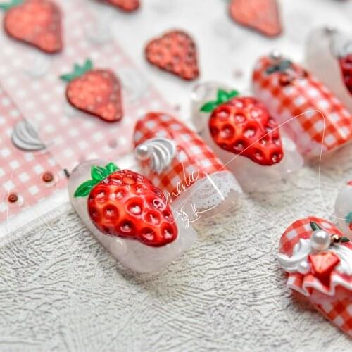 1pc 5D Fruit Design Strawberry Nail Stickers Biscuit Nail Art Self-adhesive Sticker Lemon Slice Nail Decals DIY Manicure Tips
