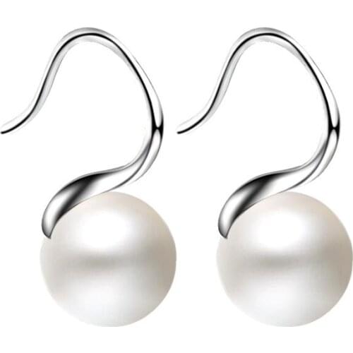 100% 925 sterling silver new arrival pearl ladies`stud earrings female jewelry Anti allergy women birthday gift cheap