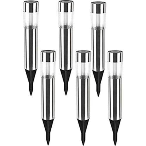 Thrisdar 2/4/6PCS Stainless Steel Solar Garden Lawn Light Outdoor Landscape Solar Bollard Light Pathway Solar Pathway Light