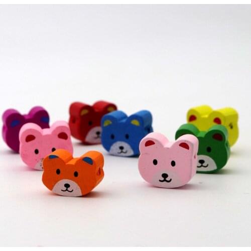 40Pcs Cute Mixed Dog Heads Natural Wooden beads For Jewelry Making Diy Accessories Bracelet Necklace Wholesale Supply