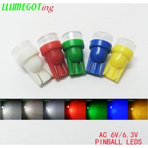 50pcs Flat Len Dome 194 T10 #555 Wedge 1x SMD5050 AC DC 6.3V 6V Multiple Color Non Polar Bally Pinball Game Machine LED Bulbs