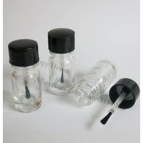 500 x 5ml Mini Glass Nail Polish Glass Bottle,Small Glass Oil Bottle With Brush Cap, Brush Cap Top Glass Container