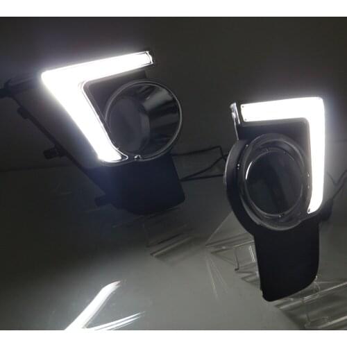 Car Flashing 1Pair Car DRL For Perodua Myvi Axia 2014 2015 Daytime Running Lights 12V LED Daylight Fog lamp cover