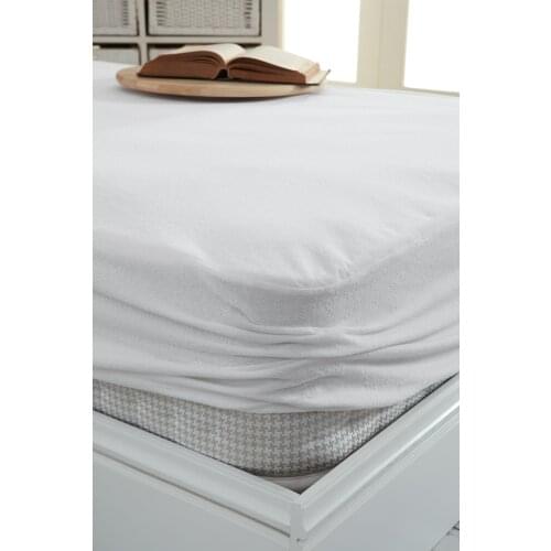 White Micro Fitted Liquid Waterproof Mattress Pad Four Seasons Use Suitable For Quality Product Is Easy To Clean