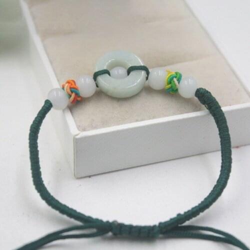 Genuine Natural Green A Jadeite Safe Bead with Green Cord Handmade Bracelet