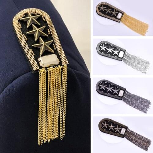 One piece breastpin tassels shoulder board mark knot Epaulet patch metal patches badges applique patch for clothing DE-2557