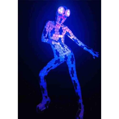 Black And White Glowing Python Sexy GOGO DS Bodysuit Party Costumes Jazz Pole Dance Clothing Rave Outfits Women Jumpsuit XS1528