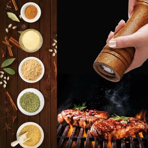Wood Pepper Grinder Pepper Mill Adjustable Coarseness Wooden Pepper Mill Ceramic Grinding Mechanism Salt Mill Refillable Tool