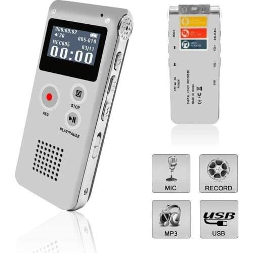 Voice Recorder, Digital Voice Recorder Voice Activated Recorder with Playback Rechargeable Tape Dictaphone Recorder for Lectures