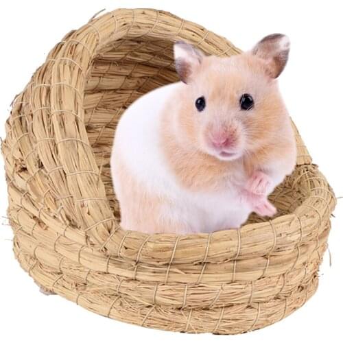 Woven Grass Rabbit Hamster Guinea Pig Cage Nests House Chew Toy Hamster Hideout Rabbit Guinea Pig Grass Bed Supplies