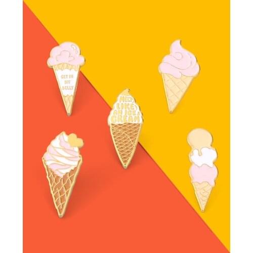 Creative cartoon concise ice cream cone series modeling paint accessories brooch