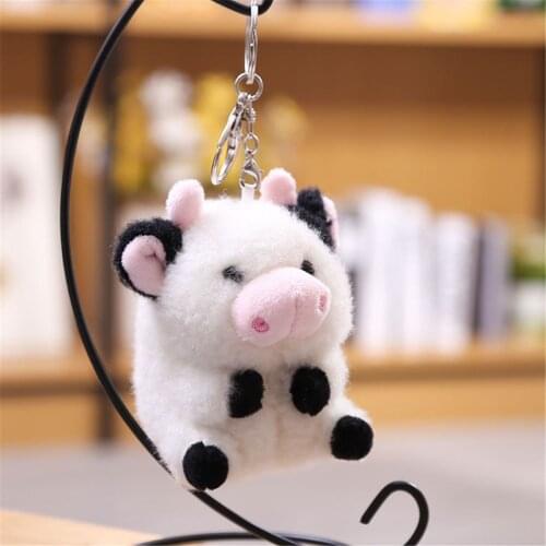 Cute Girls BAG Pendant 12CM Cow Plush Toy , Stuffed Cotton Animal Gift Doll