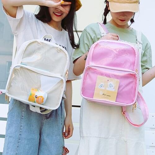 Cute Clear Transparent Women Backpacks PVC Jelly Color Itabag Schoolbags Fashion Ita Teenage Girls Bags for School Backpack New