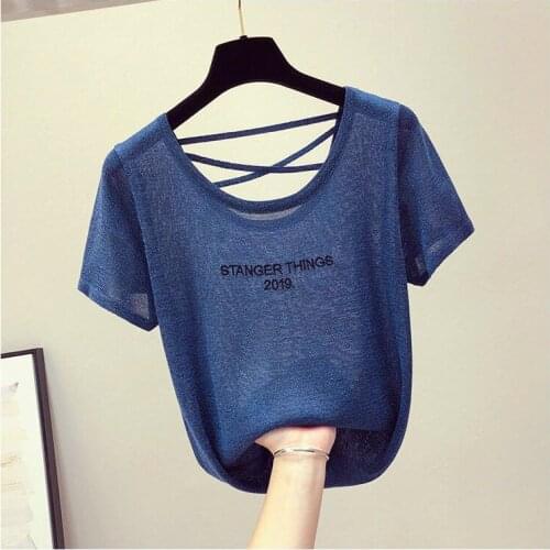 Korea Fashion The New Womens Ice silk Short Sleeve Knitted Pullover v neck sweater