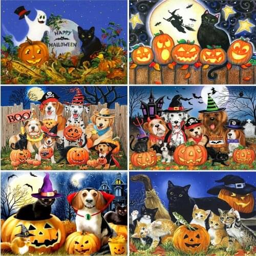 MomoArt Diamond Painting Animal Dog New Arrival Diamond Mosaic Halloween Full Drill Square Mosaic Pumpkin Cross Stitch Wall Art
