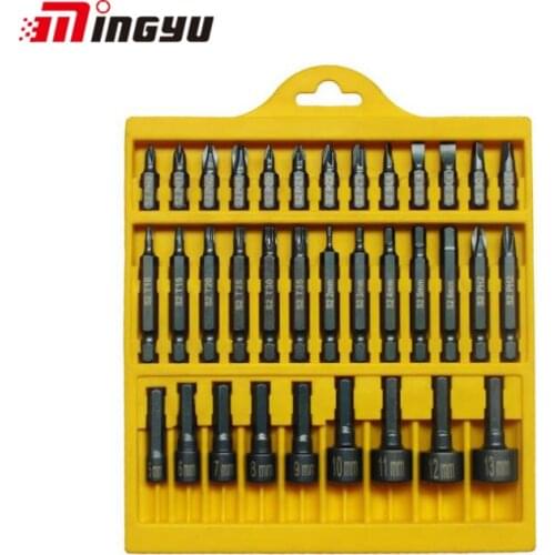 35pcs Screwdriver Bit And Impact Socket Set Phillips Slotted Torx Screw Driver 5-13MM Size Soekt Kit For Household Power Tool