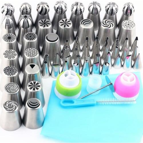 Nozzles Russian Icing Piping Pastry Dessert Nozzles Tips Sphere Ball Icing Tips Cake Decorating Tools Stainless Steel 65 Pcs/Set