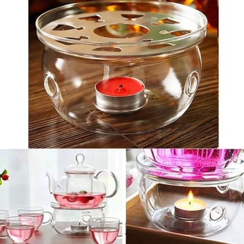 New Clear Glass Heat-Resisting Round Teapot Warmer Heater Base Candle Holder C1