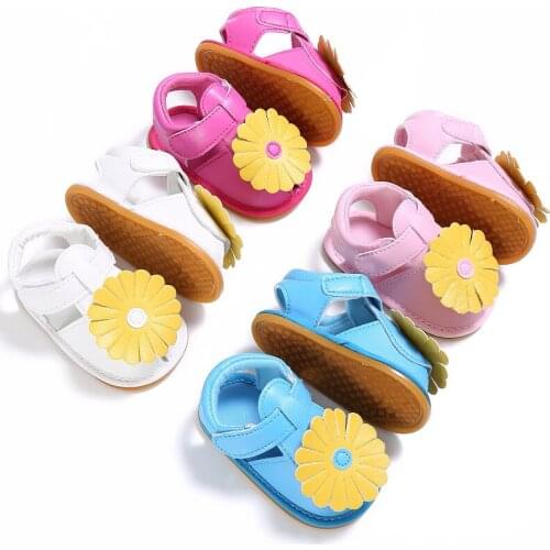 Newborn child baby girl rubber sole non-slip flower summer artificial PU first Walkers Baby Shoes infant toddler baby shoes