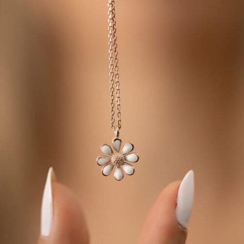 New Season Silver Women Necklace Daisy Necklace Gift Jewelry Accessories Necklace Set Silver Jewelry Set Necklaces Silver Jewelry set