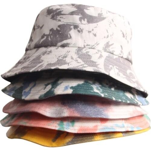 Men Women New Tie-dye Bucket Hat Double-sided Wearing Bucket Hats Female Summer Outdoor Sun Cap
