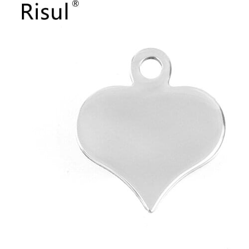 Risul Mini Heart 25mm Charm Outer Hole 3mm Pendant Women Diy Jewerly making parts Mirror Polish stainless steel wholesale 50pcs