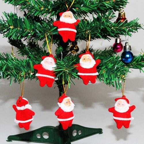 6Pcs Mini Colorful Santa Claus Christmas Tree Pendant Shop Showcase Decorations Kids New Year Small Doll Toys Xmas Decor Gifts