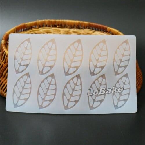 Latest 10 cavities leaves shape silicone chocolate candy mold thin crisp cards decoration for DIY bakery accessories