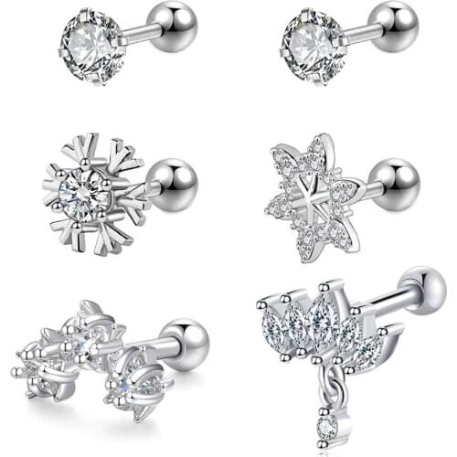 JFORYOU 16G Trauge Earrings CZ Helix Cartilage Ear Piercing Sweet Style Moon Stars Bee Butterfly Snowflake Tree and Dream Catche