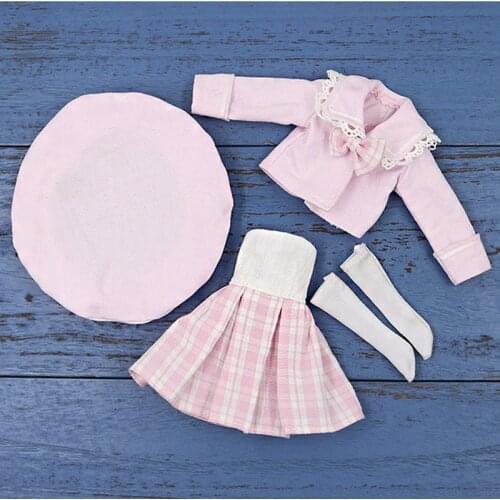 DBS Blyth icy 1/6 BJD 4 piece pink cute dress with hat for 30cm doll exquisite gift toys girl gift