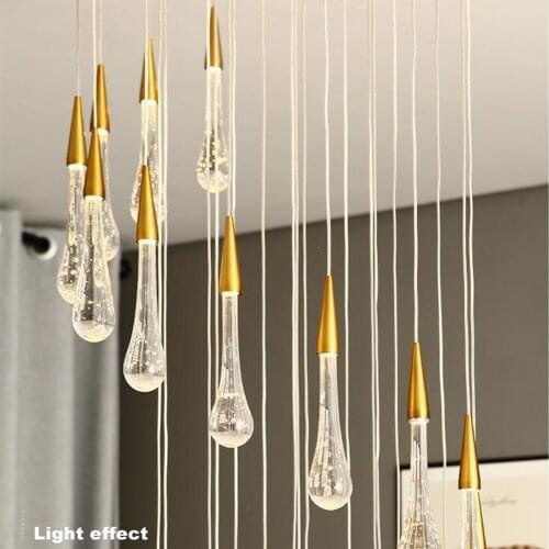 Modern Crystal Pendant Lights Nordic Hanging Led Pendant Lamp Golden Chandelier Restaurant Bar Bedroom Staircase Lighting Lamps