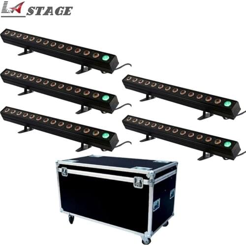 Free Shipping 5pcs/Lot With Flightcase 100cm Long 14X12W RGBWA UV 6IN1 Indoor Led Wall Washer Lights DMX Running Pixel Effect