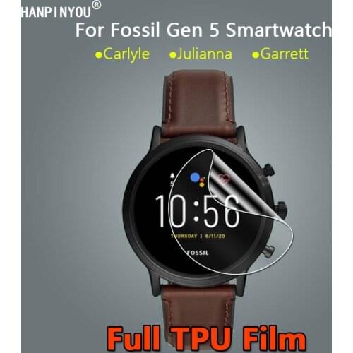 For Fossil Gen 5 Gen5 Smartwatch Julianna Carlyle Garrett HR Ultra Clear Slim Soft TPU Hydrogel Film Screen Protector -Not Glass