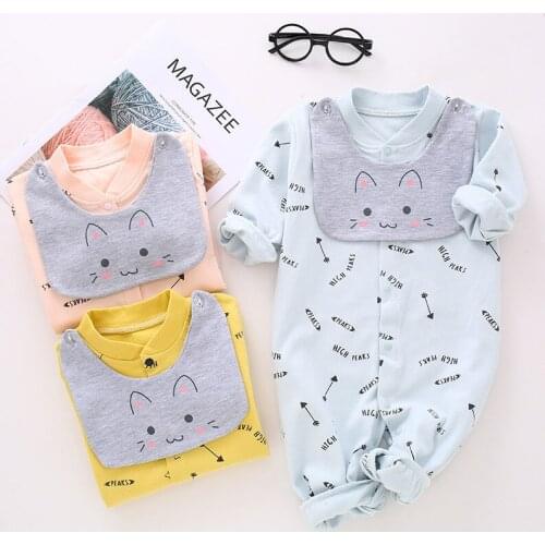 Spring - Autumn baby boy clothing with removable BIB Cotton Long Sleeved baby boy clothes Gentleman baby rompers babies DS19