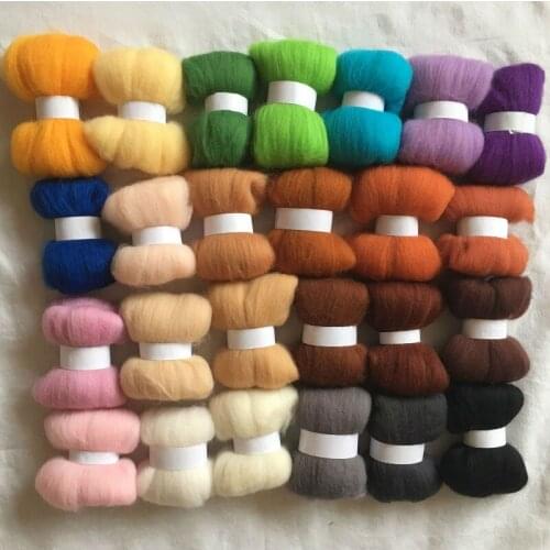 WFPFBEC 25colors wool for felting 70S wool felt needle felting 5g/10g/20g/50g/100g/color merino wool roving wool felt fabric