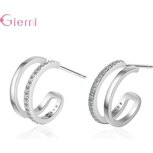 Fashion Minimalist Style C Shape Earrings Female 925 Sterling Silver Stud Earrings For Women Jewelry Party Gift Wholesale