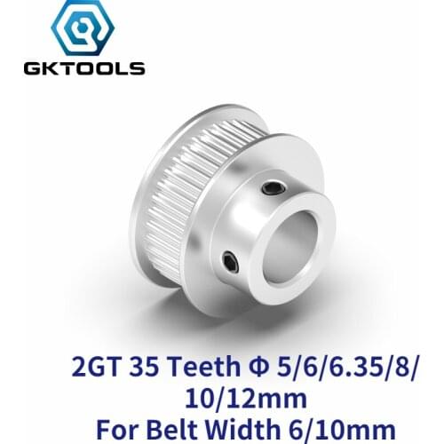 GKTOOLS 35 Teeth 2GT Timing Pulley Bore 5/6/6.35/7/8/10/12mm for GT2 Open Synchronous belt width 6/10mm small backlash 35Teeth
