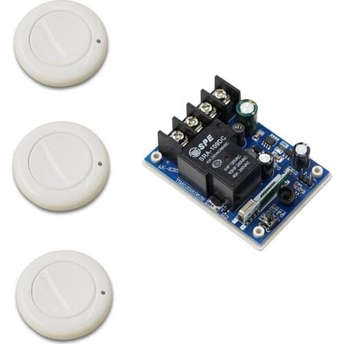 DC 12V-48V 1CH Wireless Relay Remote Control Switch Radio Power Light Switch 40A Receiver + 3Pcs Remote Transmitter