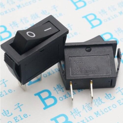 5PCS Toggle switch KCD3-101N 2 file 2PIN 16A/250V black Ship type switch KCD2