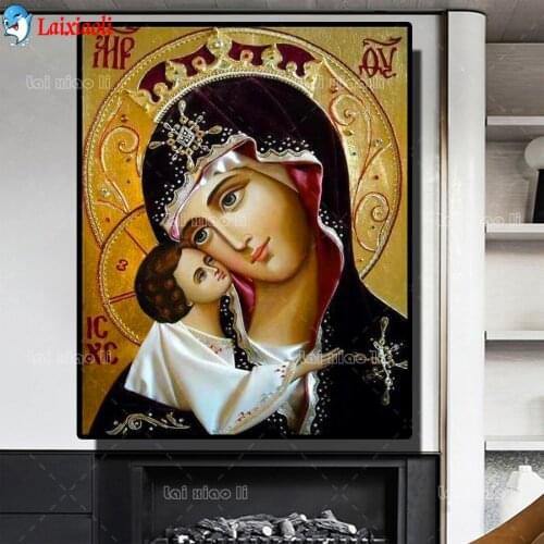 5D diy diamond painting Orthodox icon,full square round diamond embroidery crystal cross stitch Mothers love, child home decor