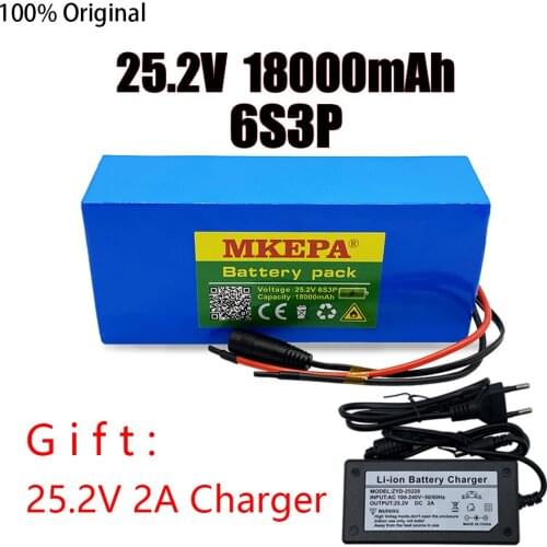 6s3p 24V 18Ah 18650 Battery Lithium Battery 25.2v 18000mAh Electric Bicycle Moped /Electric/Li ion Battery Pack with charger