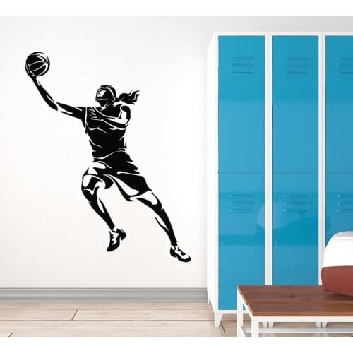 Basketball Wall Decal Ball Sport Game Jumping Player Locker Room Teens Bedroom Stadium Interior Decor Vinyl Stickers Mural Q954