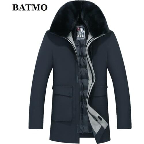 BATMO 2020 new arrival winter high quality white duck down jackets men,fake fur collar warm coat,thicked parkas ,plus-size 1903